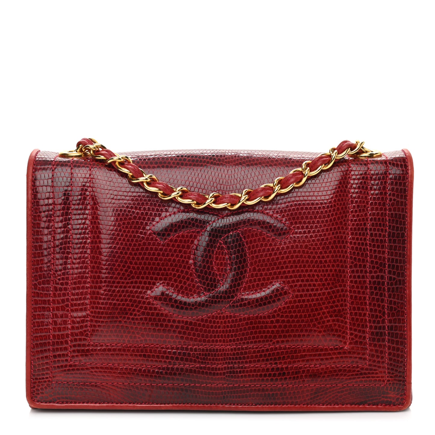 Lizard CC Mini Flap Bag Red