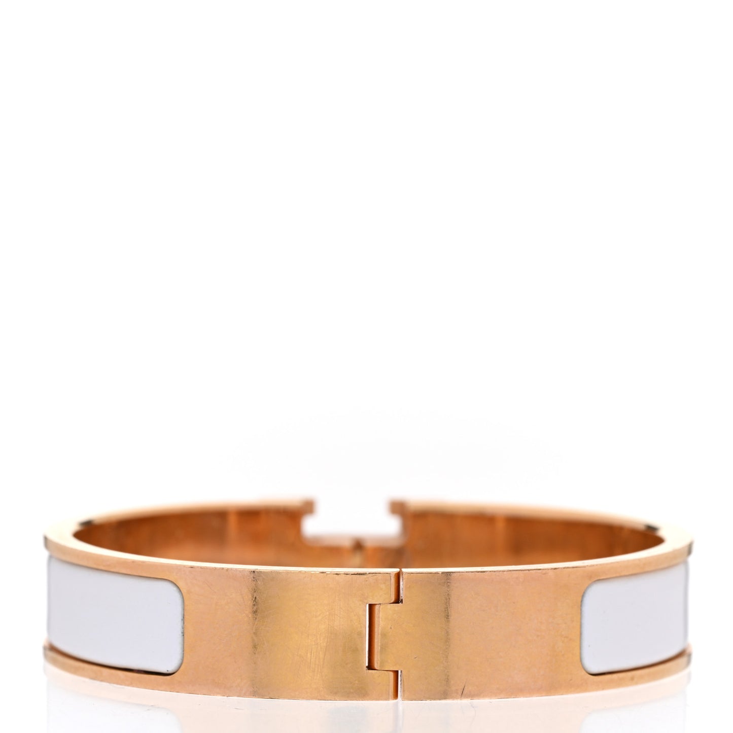 Enamel Narrow Clic Clac H Bracelet GM White