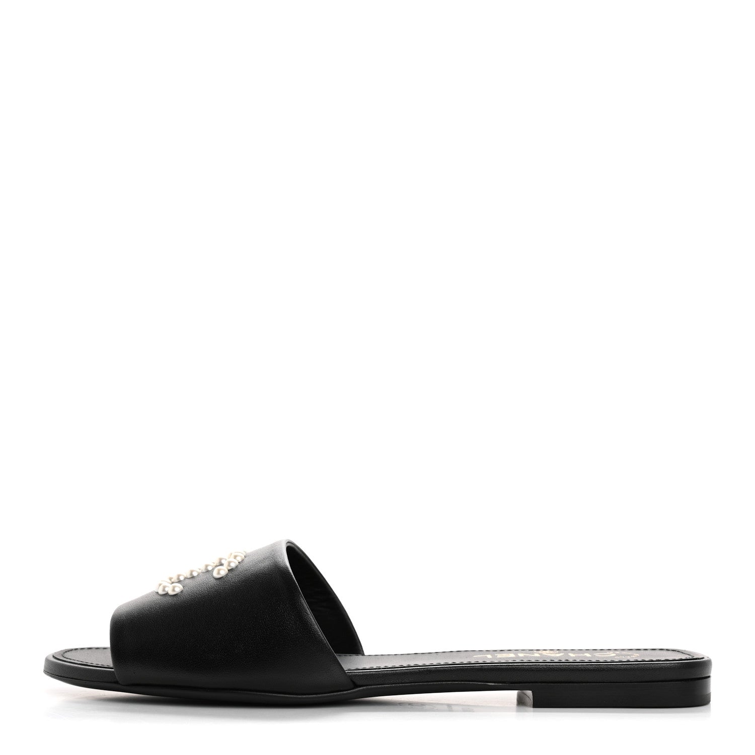 Chanel Lambskin Pearl CC Sandals 40.5 Black 1 of 10