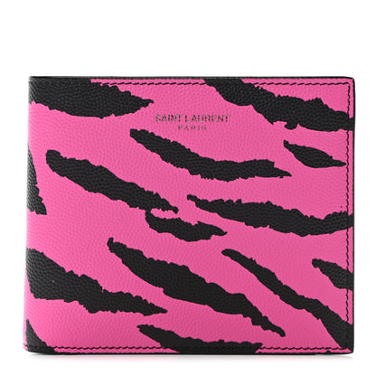Saint Laurent Grain De Poudre Zebra Print East West Wallet Pink 1 of 6