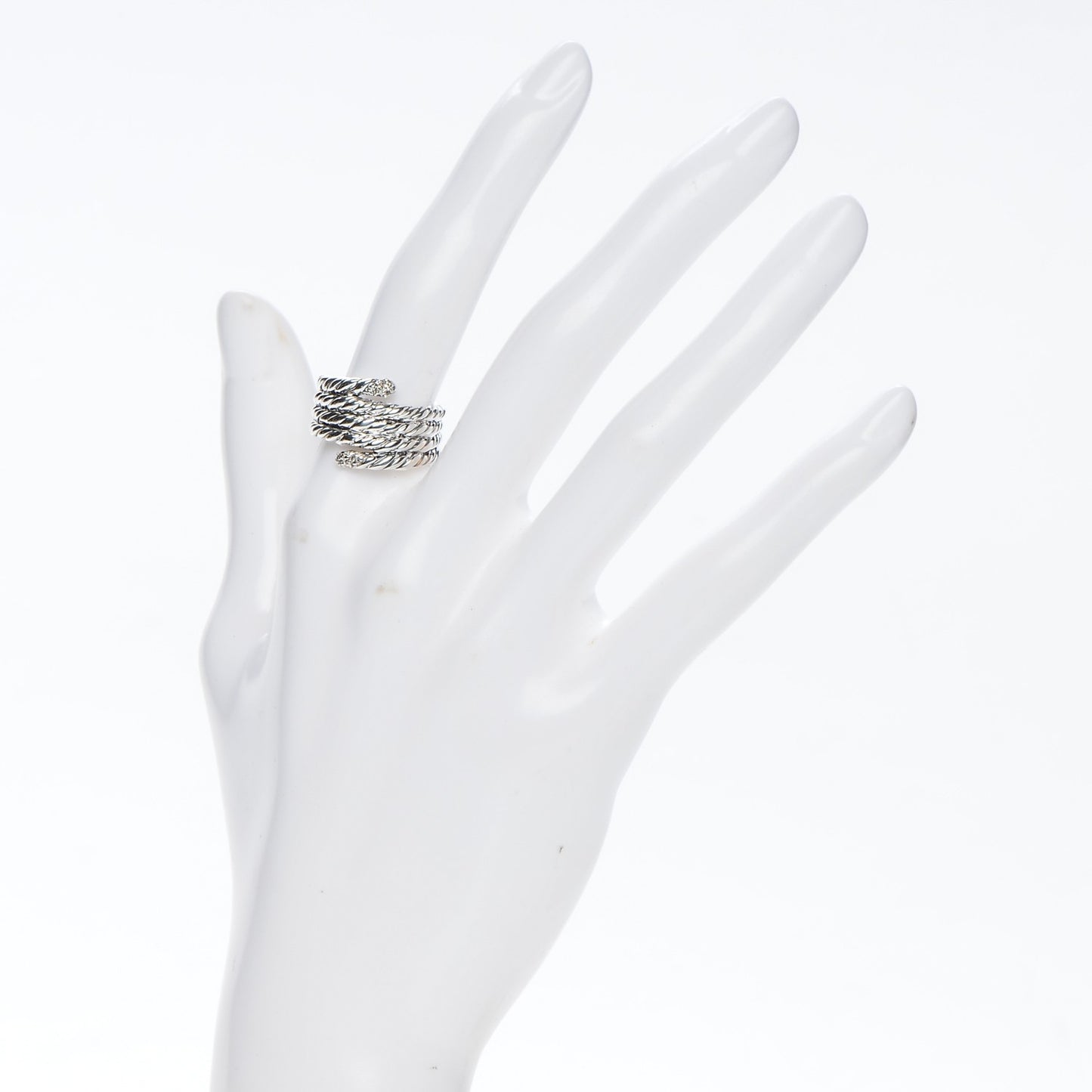Sterling Silver Diamond Willow Serpentine Ring 53 6.5