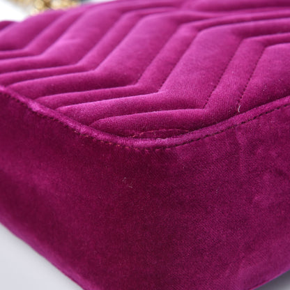 Gucci Velvet Matelasse Medium GG Marmont Shoulder Bag Fuchsia Violet Cyclamen 12 of 12