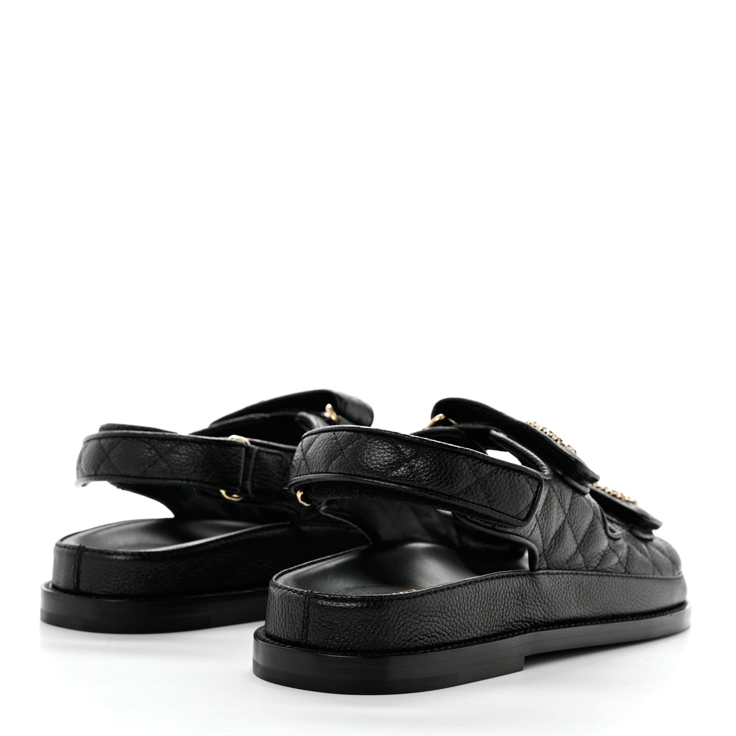 Chanel Grained Calfskin Velcro Dad Sandals 38 Black 4 of 9