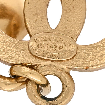 Chanel Metal Crystal CC Heart Drop Earrings Gold 4 of 4