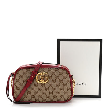 Gucci Monogram Azalea Calfskin Matelasse Diagonal Small GG Marmont Chain Shoulder Bag Beige Ebony New Cherry Red 13 of 13