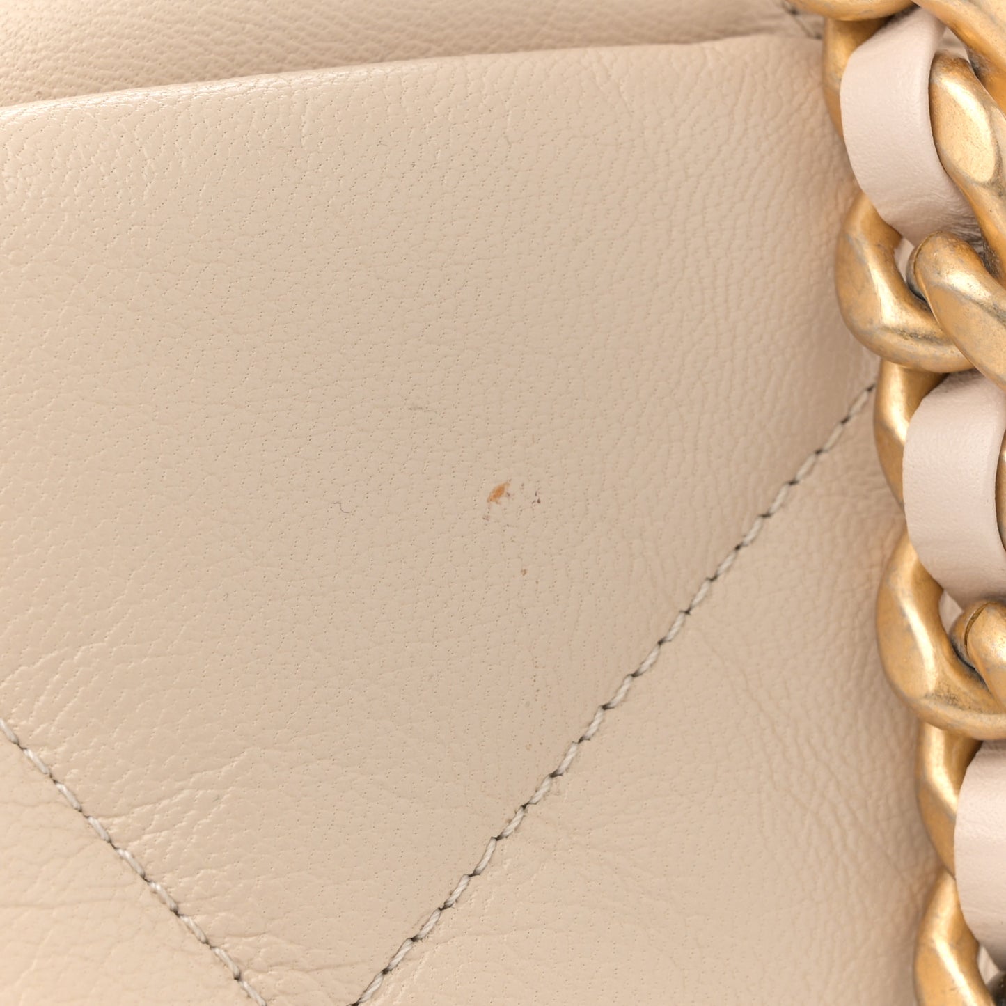 Goatskin Quilted Maxi Chanel 19 Flap Beige