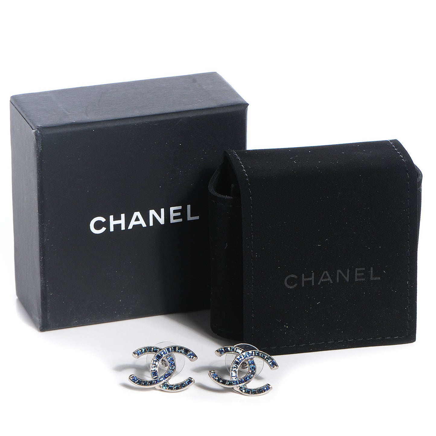 Baguette Crystal CC Earrings Blue