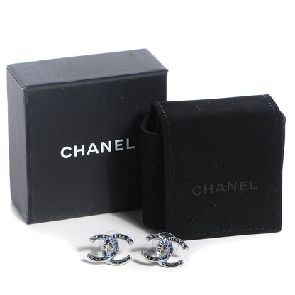 Chanel Baguette Crystal CC Earrings Blue 5 of 5