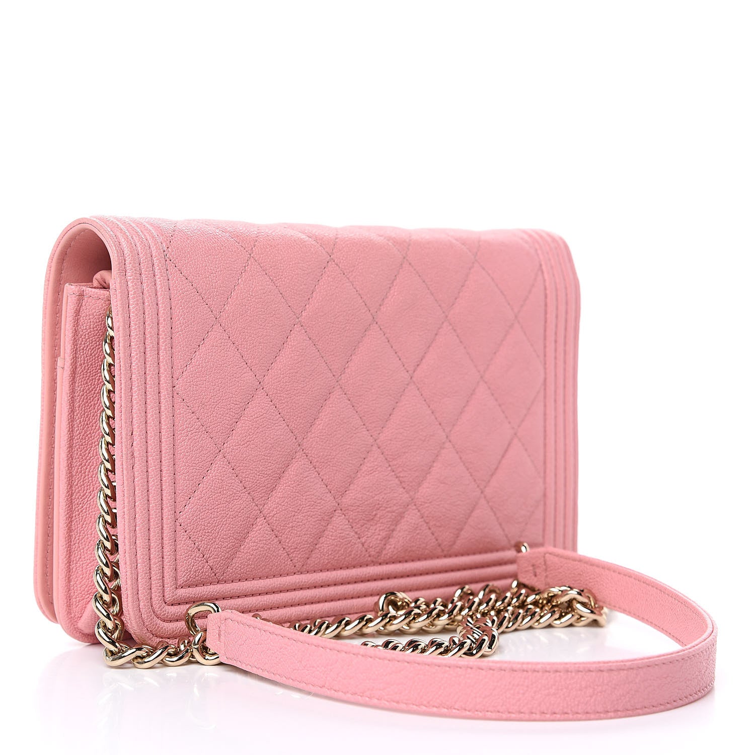 Chanel Caviar Quilted Boy Wallet On Chain WOC Light Pink 3 of 11