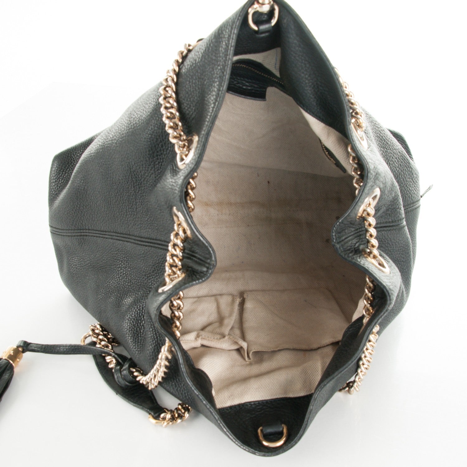Gucci Pebbled Calfskin Medium Soho Chain Shoulder Bag Black 5 of 10