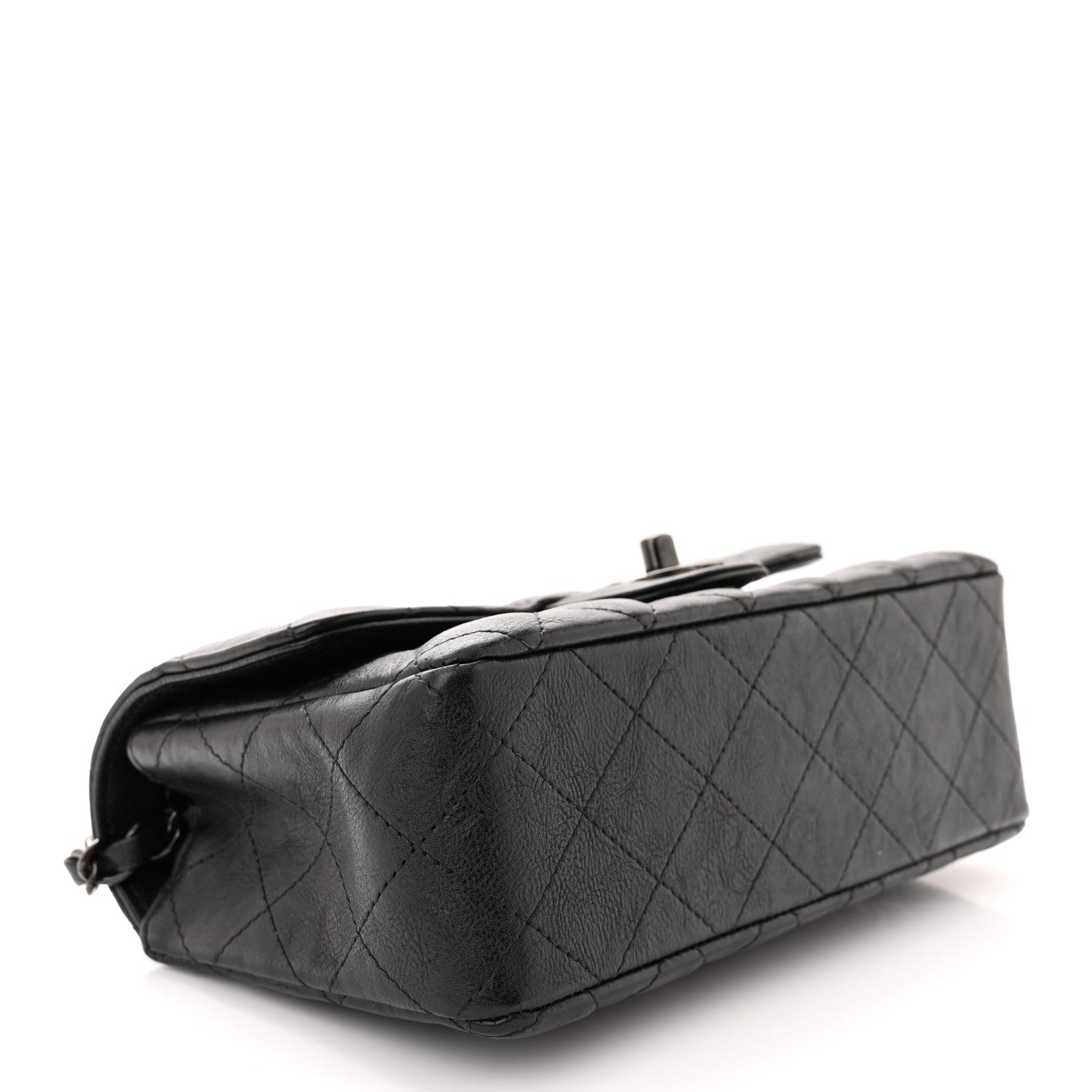 Chanel Crumpled Calfskin Quilted Mini Rectangular Flap So Black 4 of 11