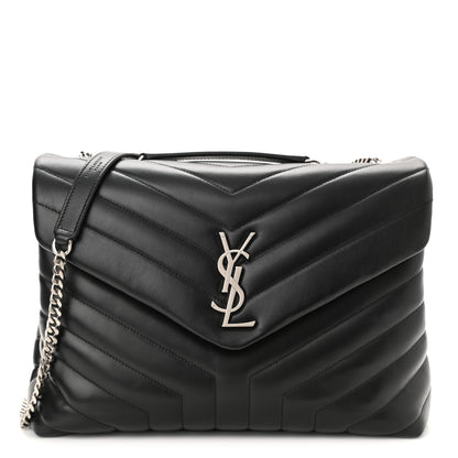 Saint Laurent Calfskin Y Quilted Monogram Medium Loulou Chain Satchel Black 1 of 9