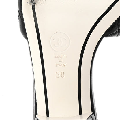 Chanel Lambskin Quilted Textured CC Mules 38 Black 7 of 10