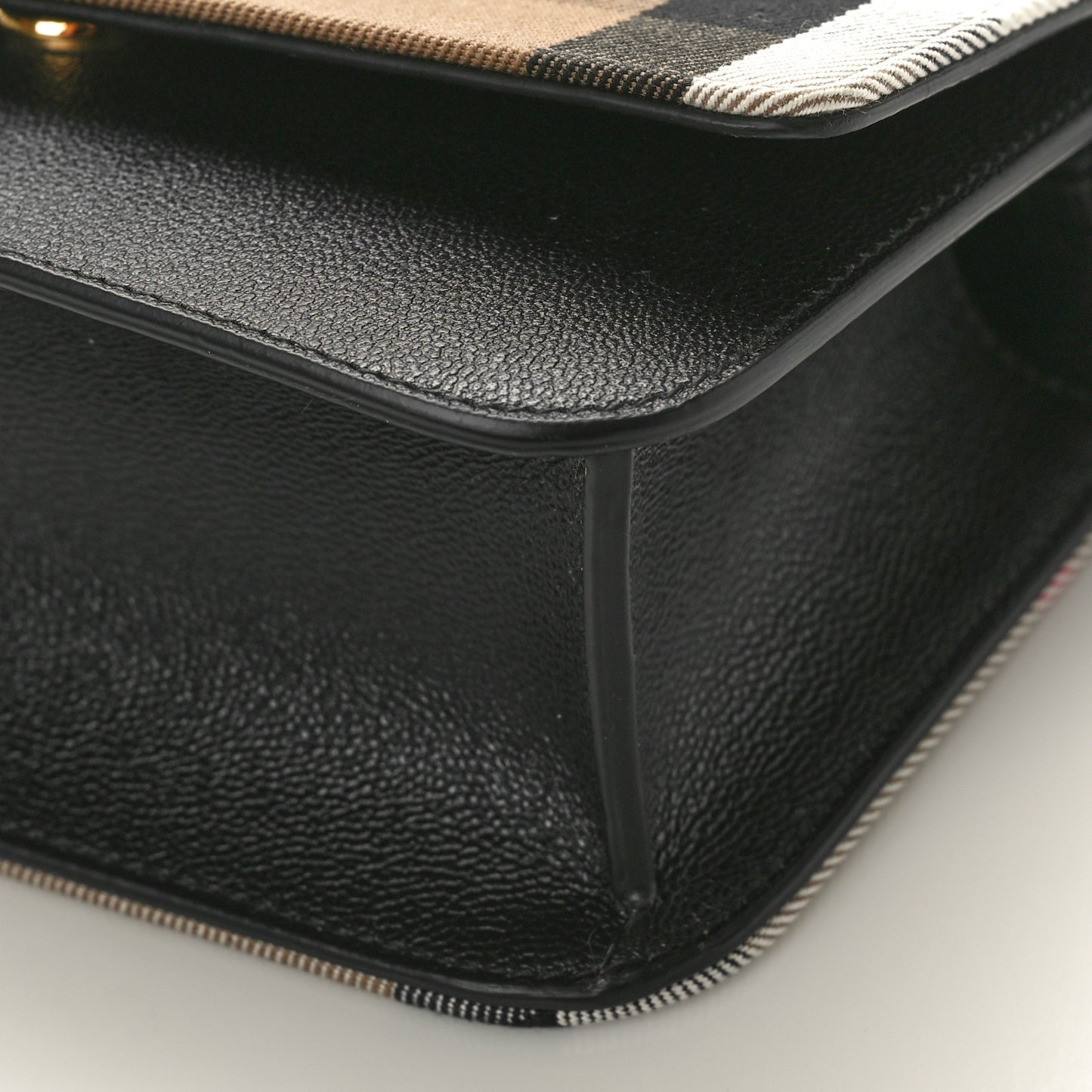 Grained Calfskin House Check Small Madison Shoulder Bag Black