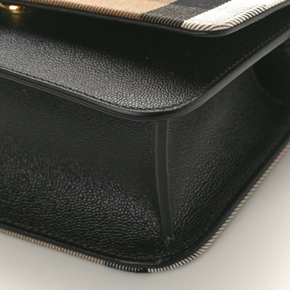 Burberry Grained Calfskin House Check Small Madison Shoulder Bag Black 9 of 9
