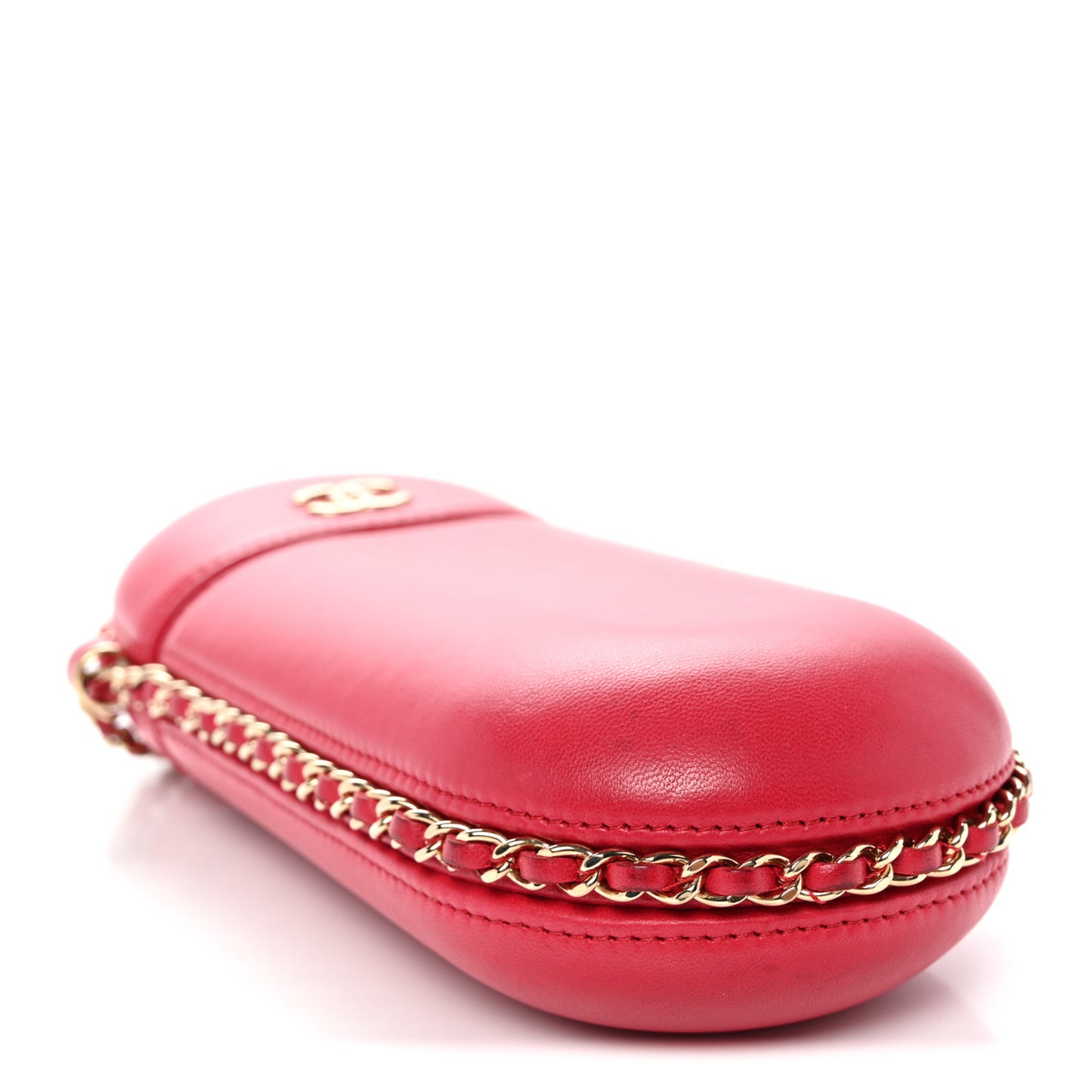 Lambskin Chain Around Phone Holder Red