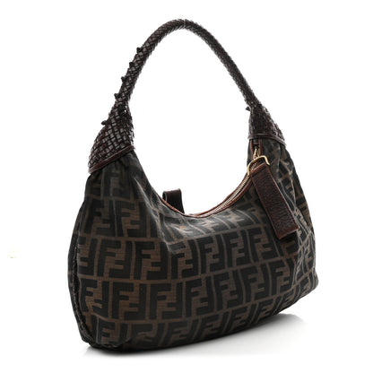 Fendi Zucca Nappa Nuvolata Vitello Tortuga Medium Spy Hobo Tobacco Moro 4 of 19