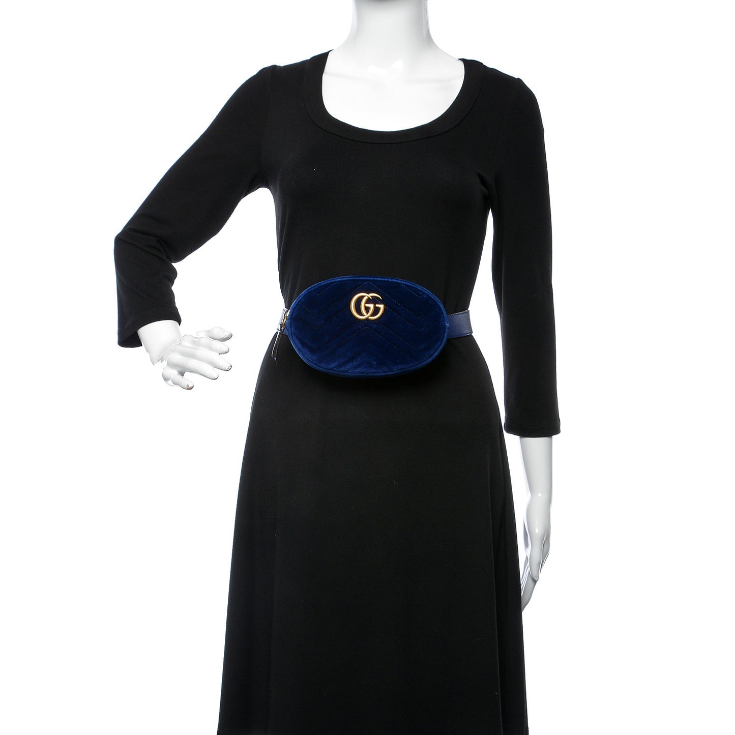 Velvet Matelasse GG Marmont Belt Bag 95 38 Cobalt Blue