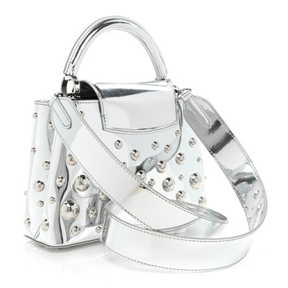 Louis Vuitton LV X YK Metallic Taurillon Brass Metal Dots Capucines BB Silver 3 of 15