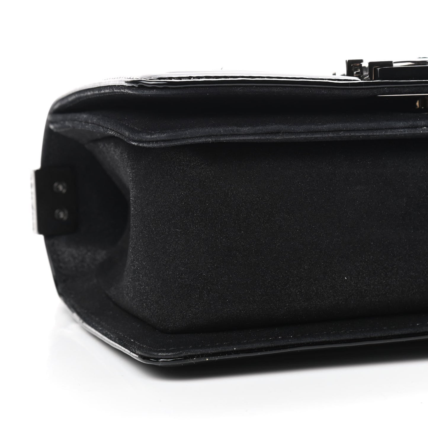 Patent Iridescent Calfskin Sequin Small Boy Flap Bag Black