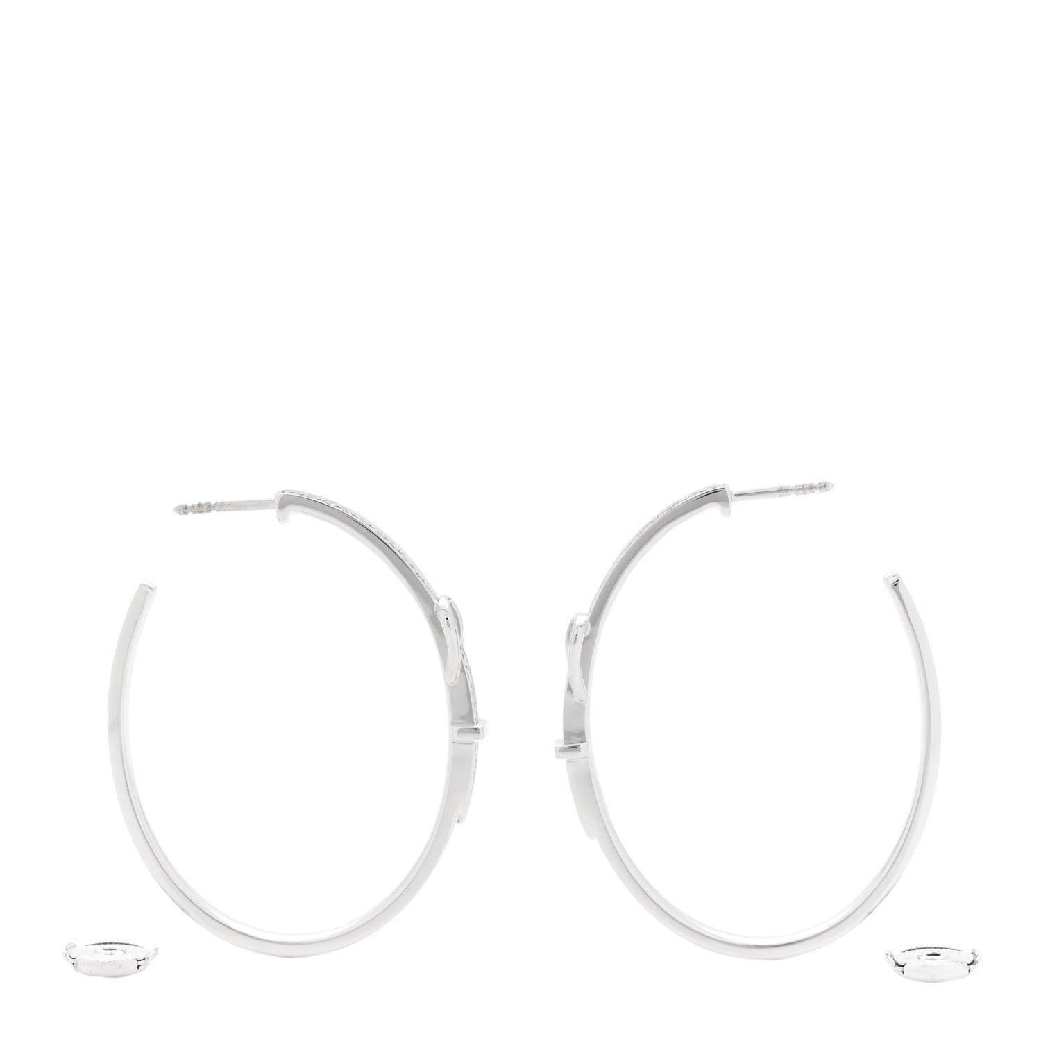 Hermes 18K White Gold Diamond LG Etriviere Dangle Earrings 3 of 5