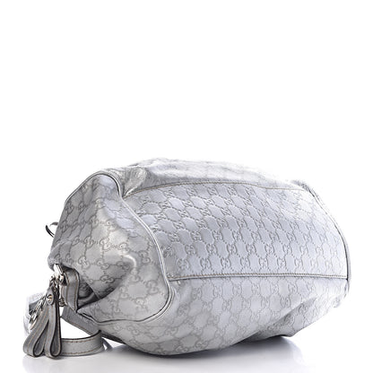 Gucci Metallic Guccissima Medium Sukey Boston Silver 6 of 15