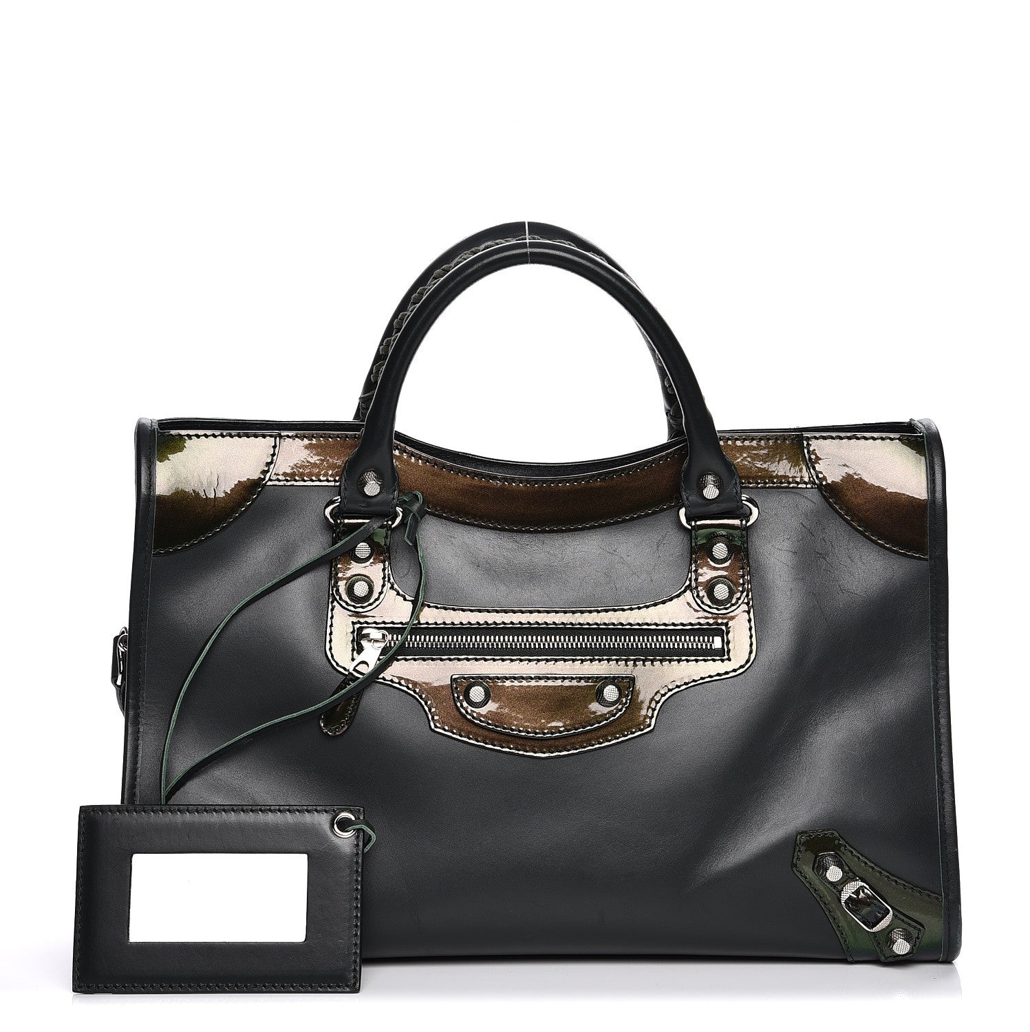 Balenciaga Smooth Calfskin Metallic Patent Giant 12 Silver Hardware City Vert Poker Fonce 1 of 13