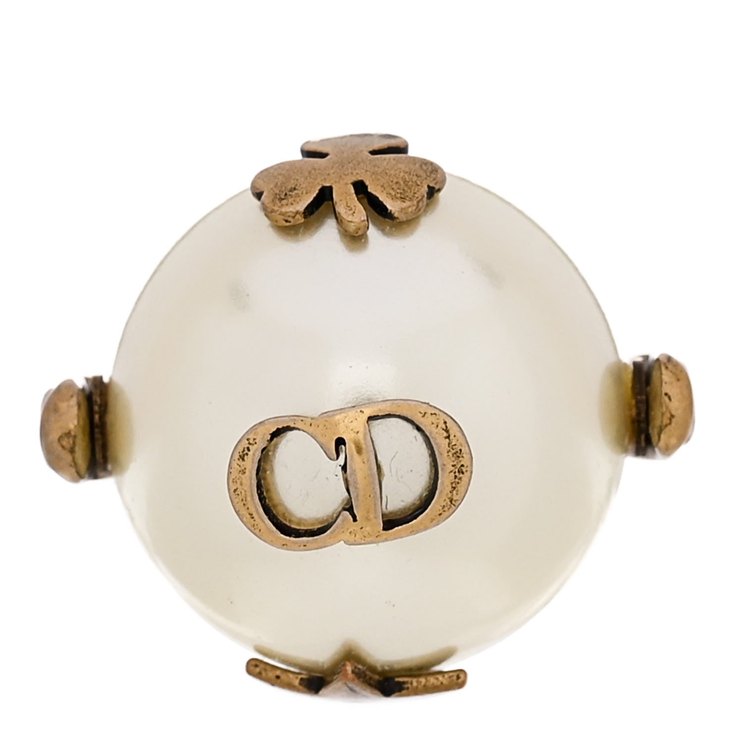 Christian Dior Spinning Pearl Tresor De Tribal Ring 44 3 Aged Gold 1 of 5