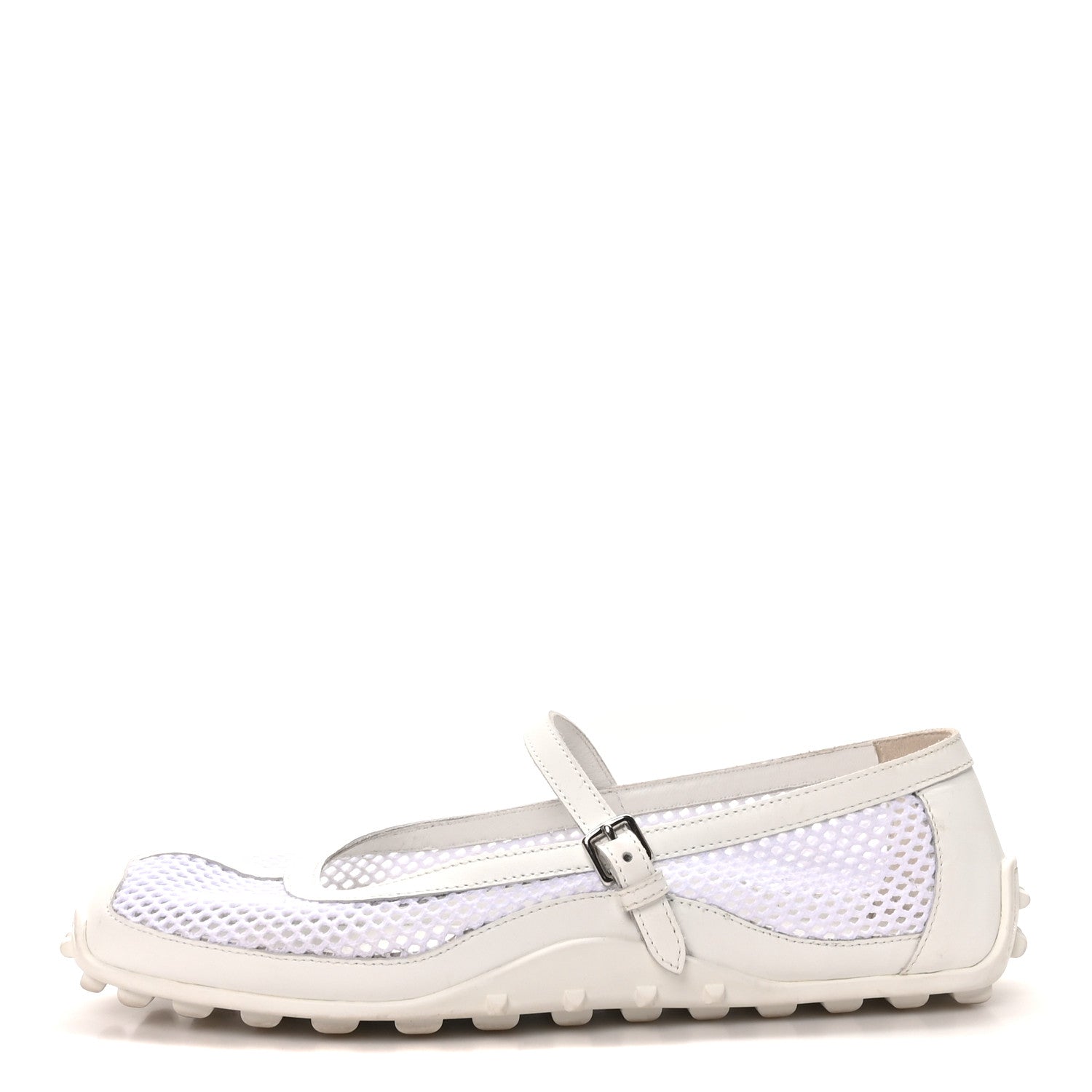 Hermes Crochet Knit Calfskin Kichu Ballet Flats 39 White 1 of 9