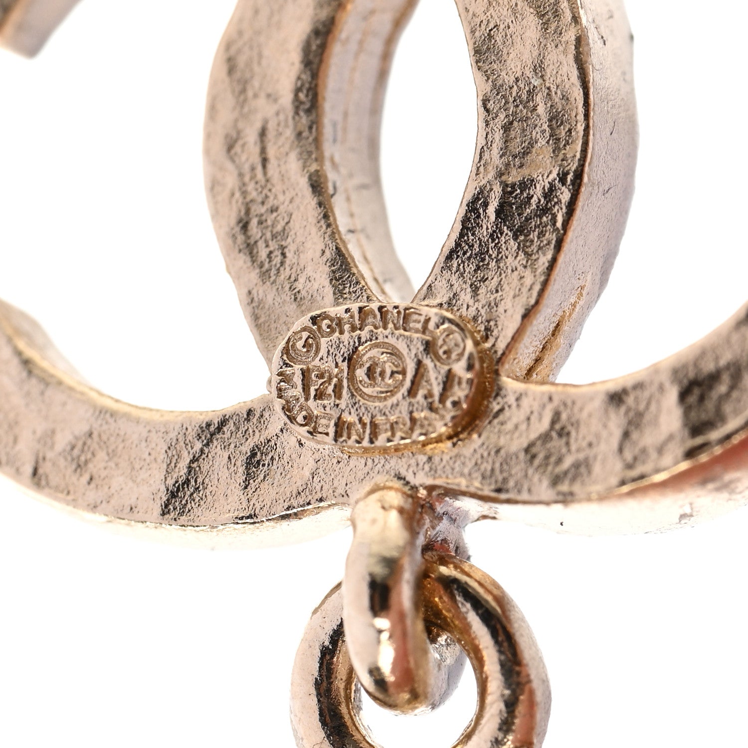 Chanel Crystal CC Medallion Drop Earrings Gold 3 of 5