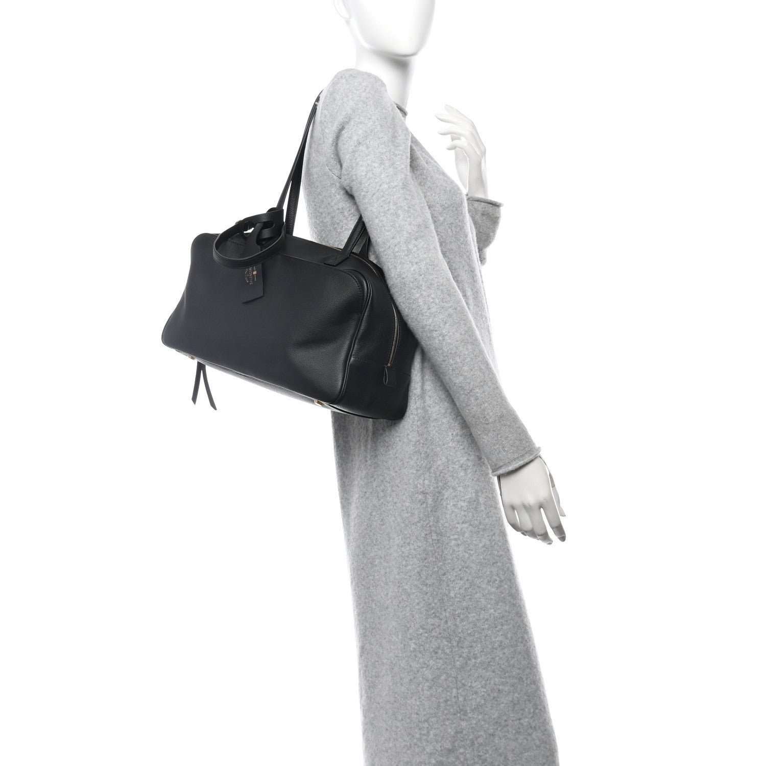 Balenciaga Grained Calfskin Medium Carrie Bowling Bag Black 2 of 9