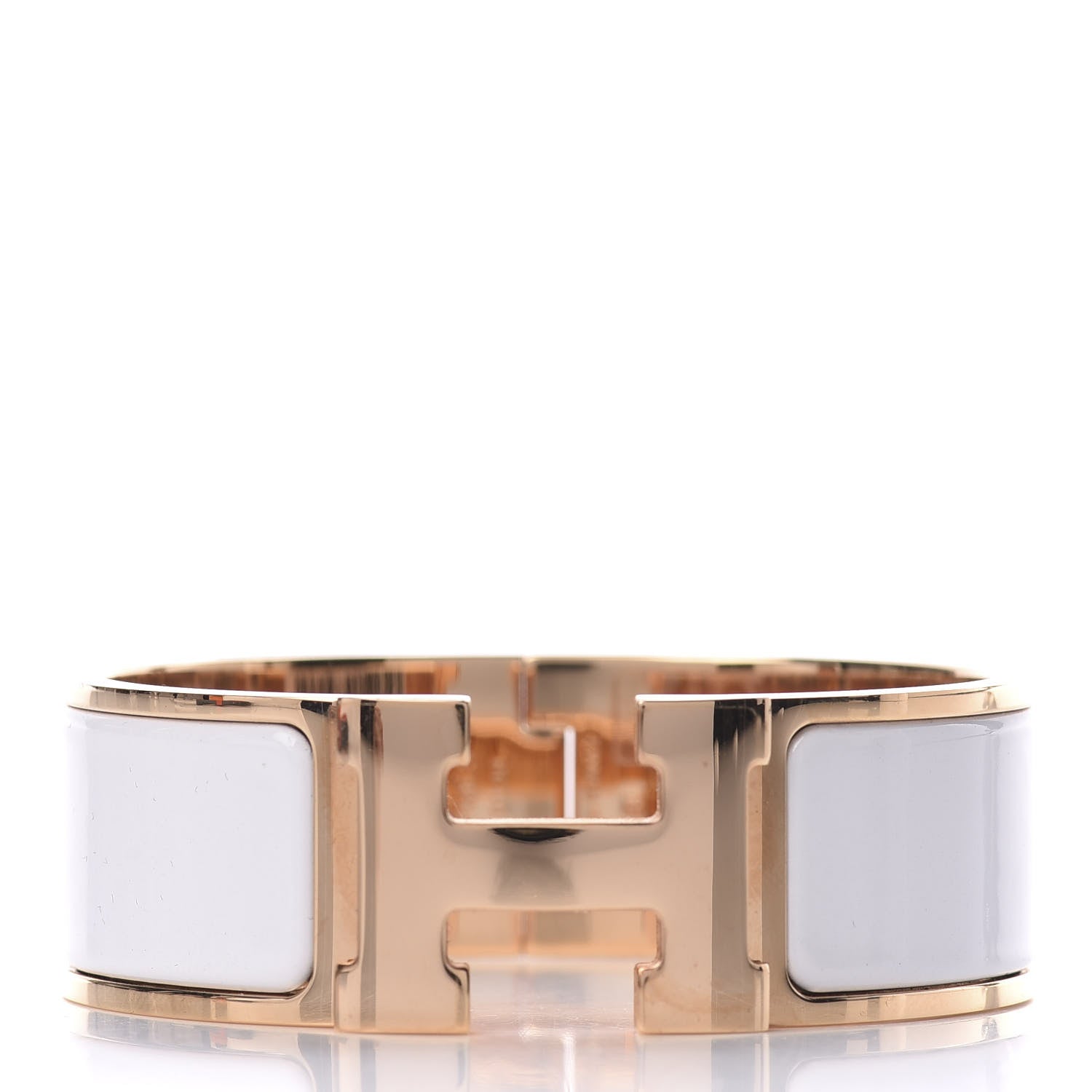 Hermes Enamel Wide Clic Clac H Bracelet PM White 1 of 6
