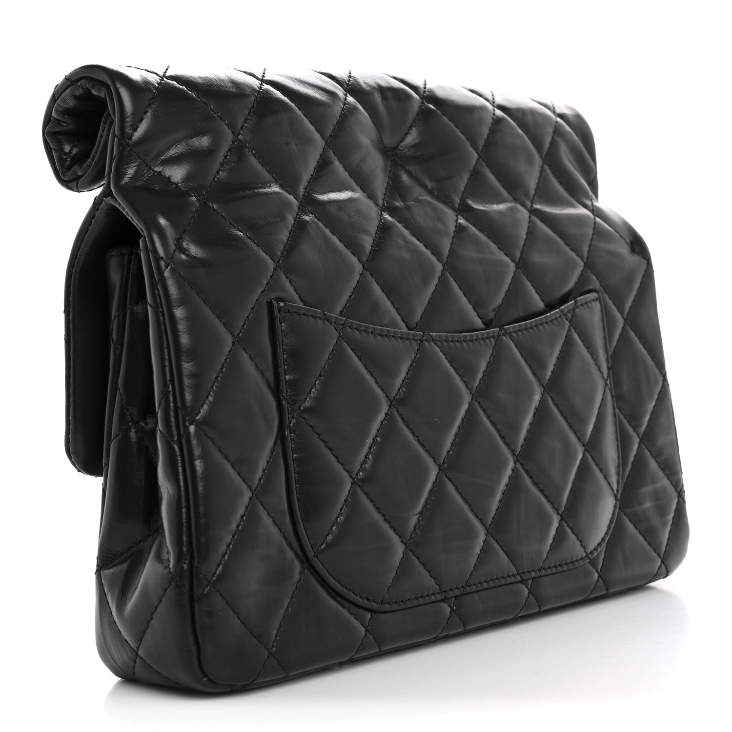 Chanel Crumpled Calfskin Quilted Clutch Black 3 of 8