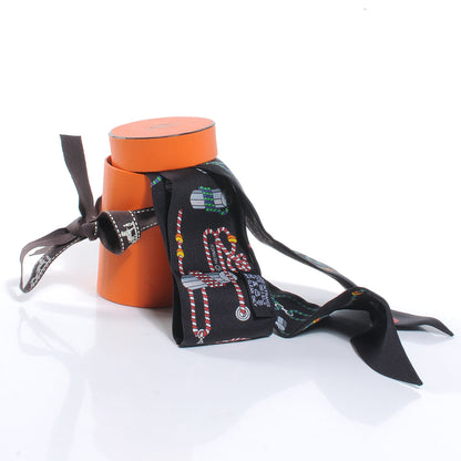 Hermes Silk Cordages Twilly Scarf Black 5 of 7