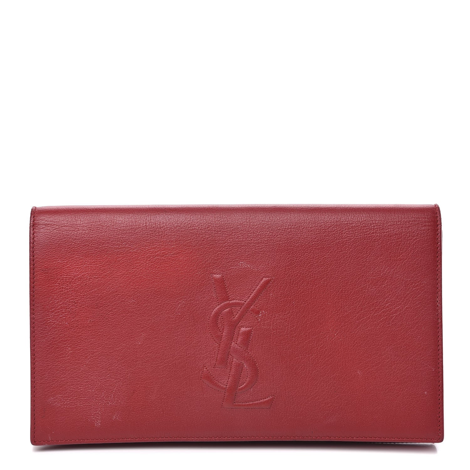 Saint Laurent Calfskin Monogram Large Belle De Jour Clutch Red 1 of 10