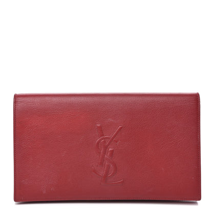 Saint Laurent Calfskin Monogram Large Belle De Jour Clutch Red 1 of 10