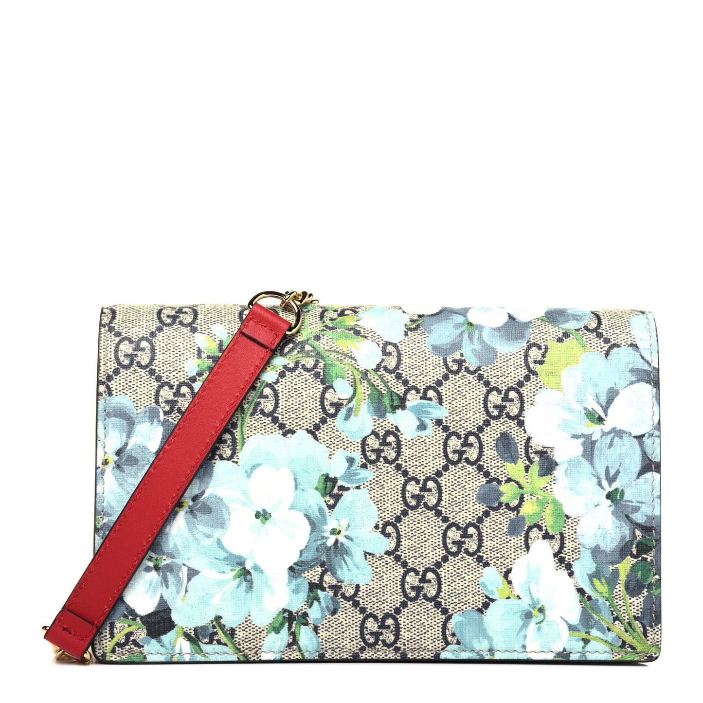 GG Supreme Monogram Blooms Chain Wallet Blue