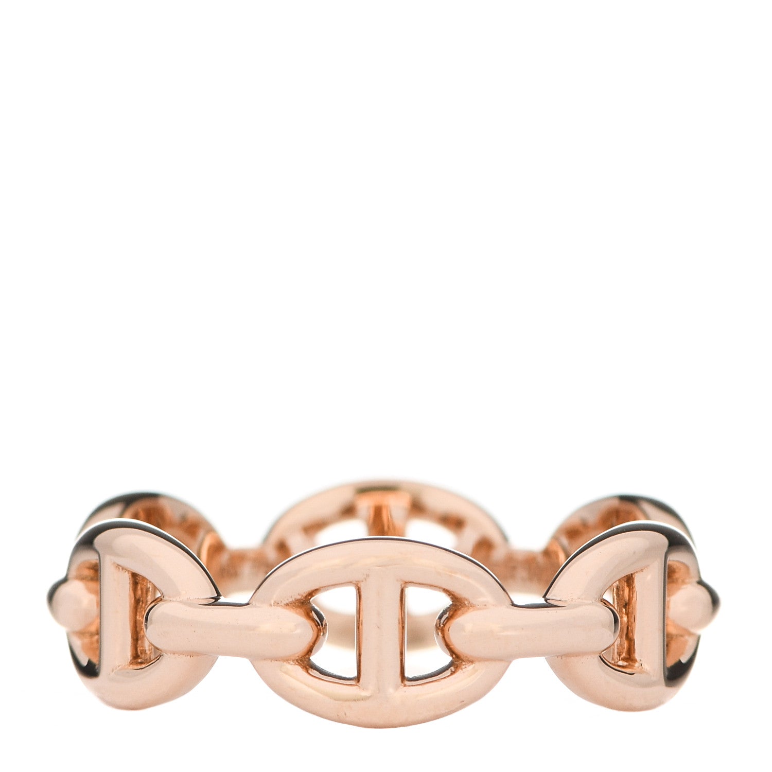 Hermes 18K Rose Gold PM Chaine D'Ancre Enchainee Ring 52 6 1 of 7