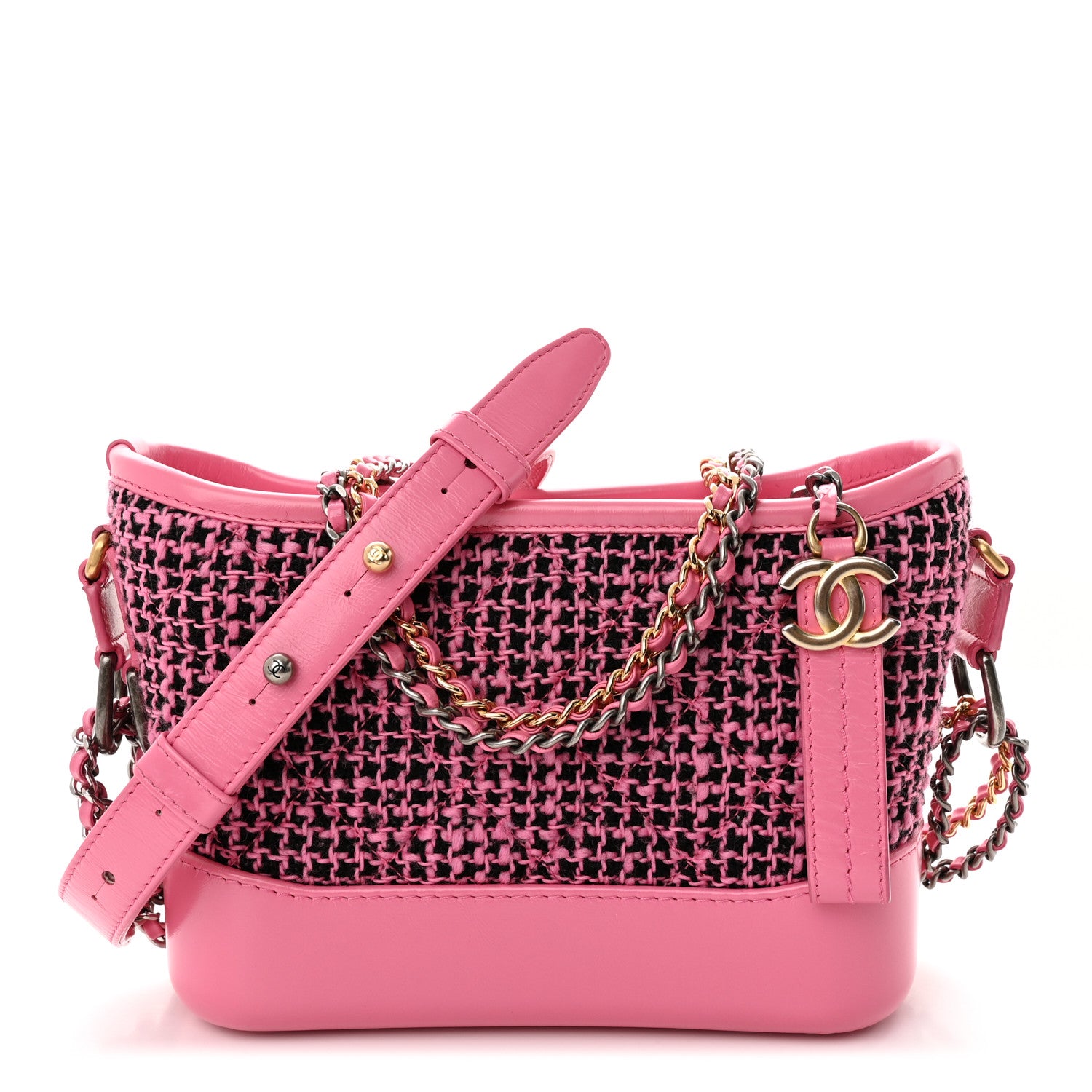 Chanel Tweed Calfskin Small Gabrielle Hobo Pink 1 of 17