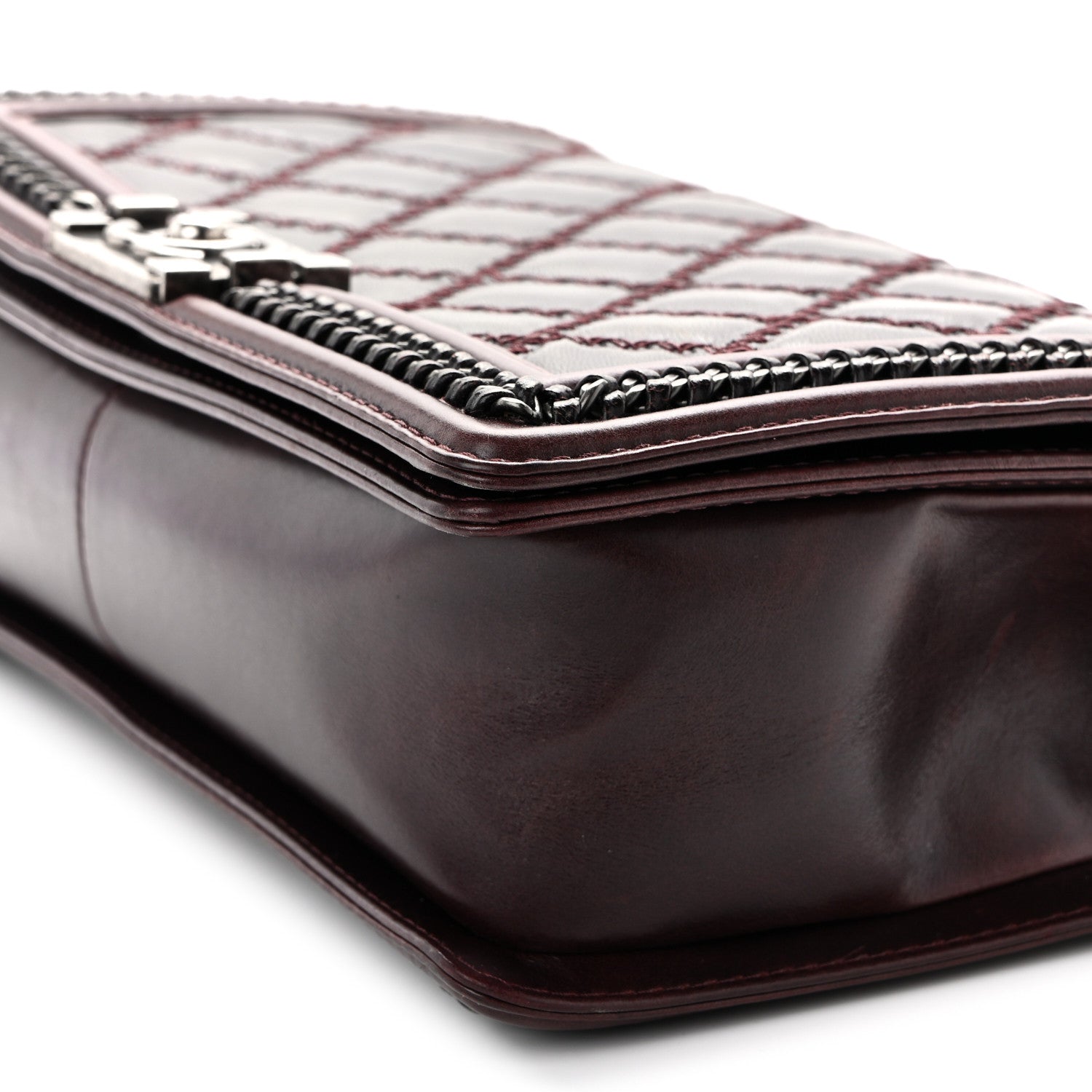 Chanel Goatskin Quilted New Medium Boy Handle Flap Burgundy 10 of 15