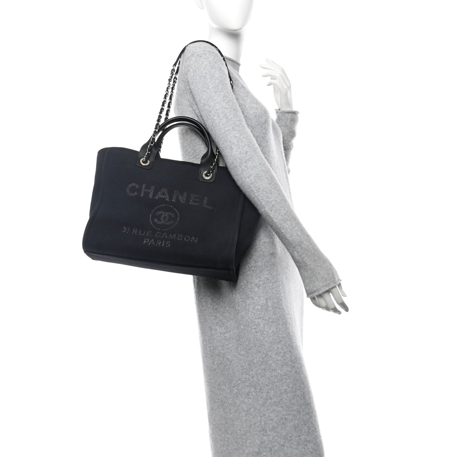 Chanel Mixed Fibers Small Deauville Tote Black 2 of 12