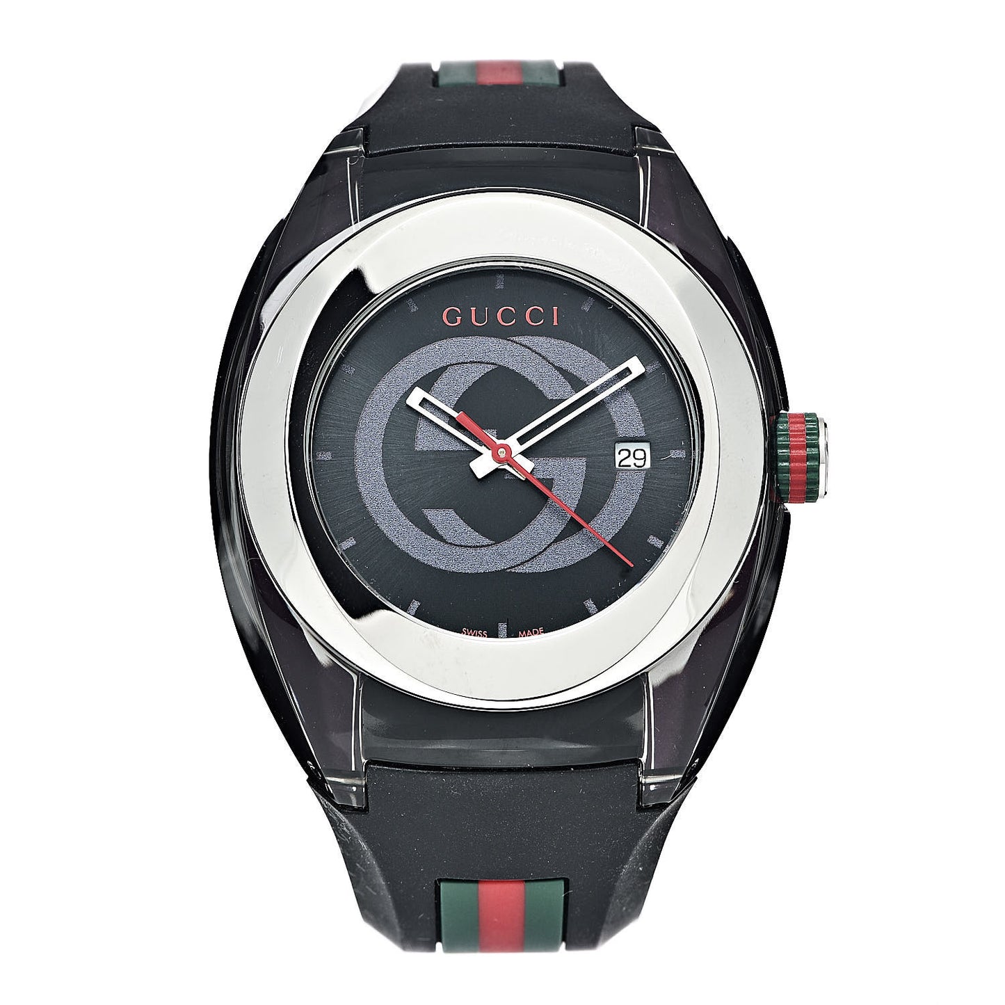 Stainless Steel Rubber 46mm Sync Web Quartz Watch Black