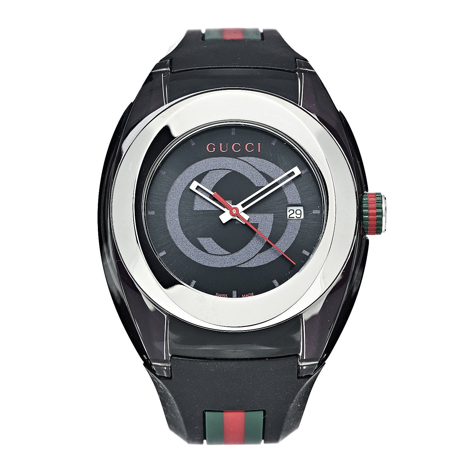 Gucci Stainless Steel Rubber 46mm Sync Web Quartz Watch Black 1 of 6