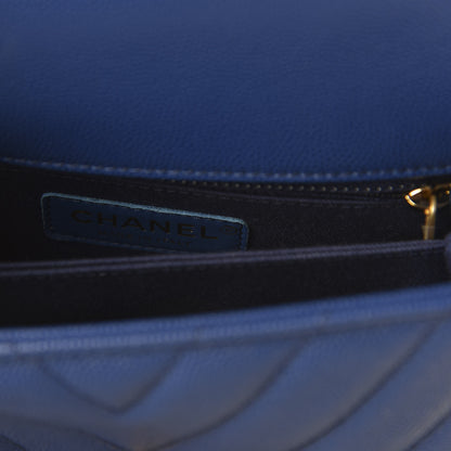 Chanel Caviar Chevron Quilted Mini Coco Handle Flap Blue 8 of 10