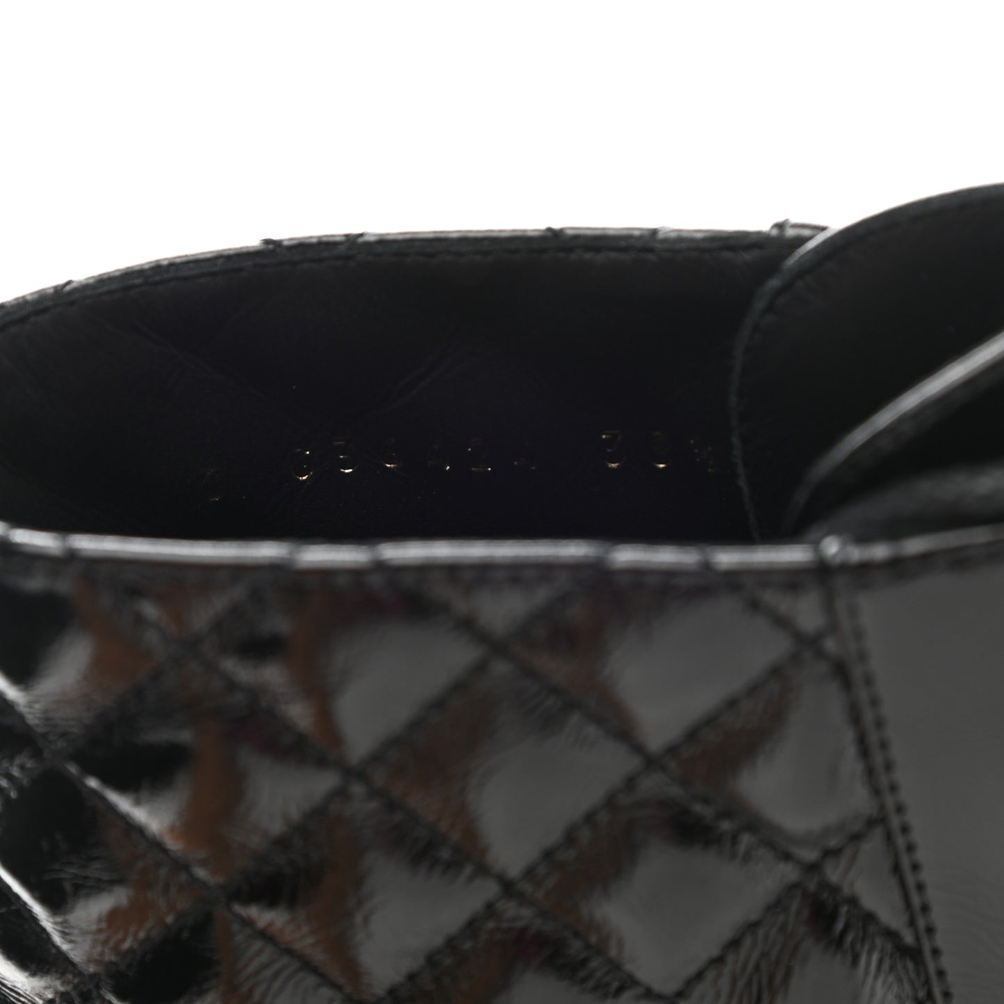 Shiny Calfskin Quilted Lace Up Combat Boots 38.5 Black