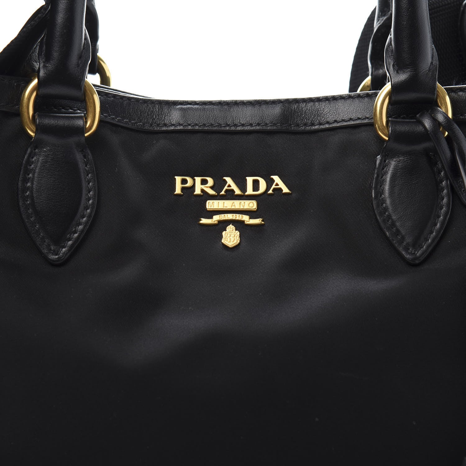 Prada Tessuto Nylon Soft Calf Tote Black 12 of 12