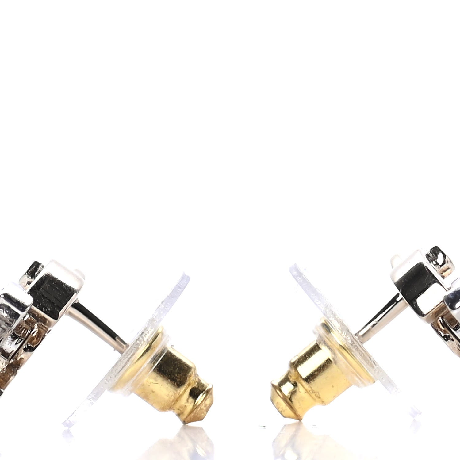 Chanel Crystal Double CC Earrings Gold Silver 3 of 4