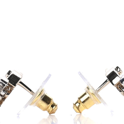 Chanel Crystal Double CC Earrings Gold Silver 3 of 4