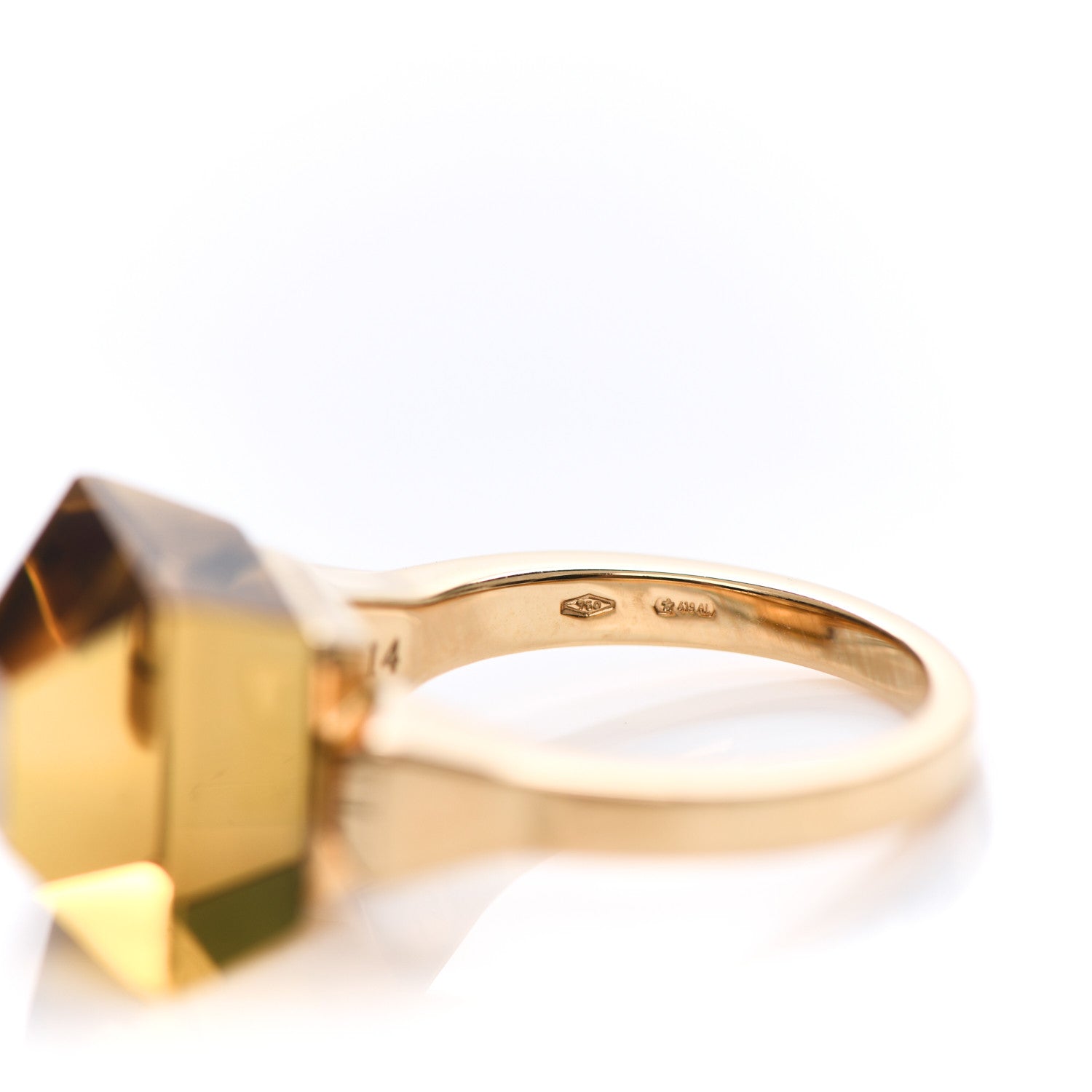 Gucci 18K Yellow Gold Smoky Quartz Chiodo Ring 54 6.75 5 of 5