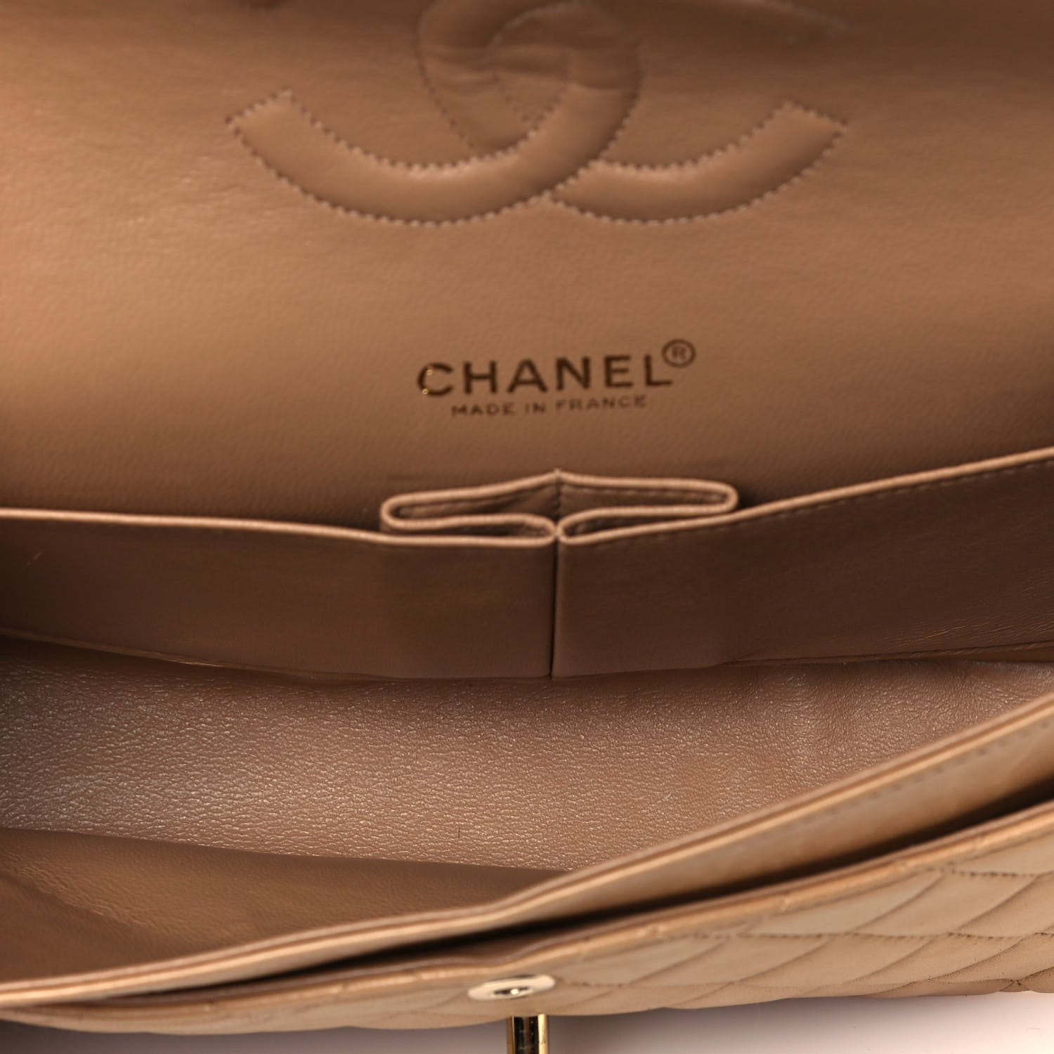 Chanel Lambskin Quilted Medium Double Flap Beige 4 of 12